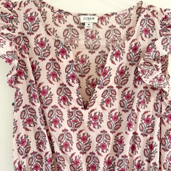 J. Crew Ruffle-Sleeve Floral Print Midi Dress - Picture 6 of 11